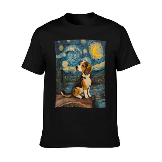 Beagle Dog - Van Gogh Style - Starry Night Graphic T-Shirt