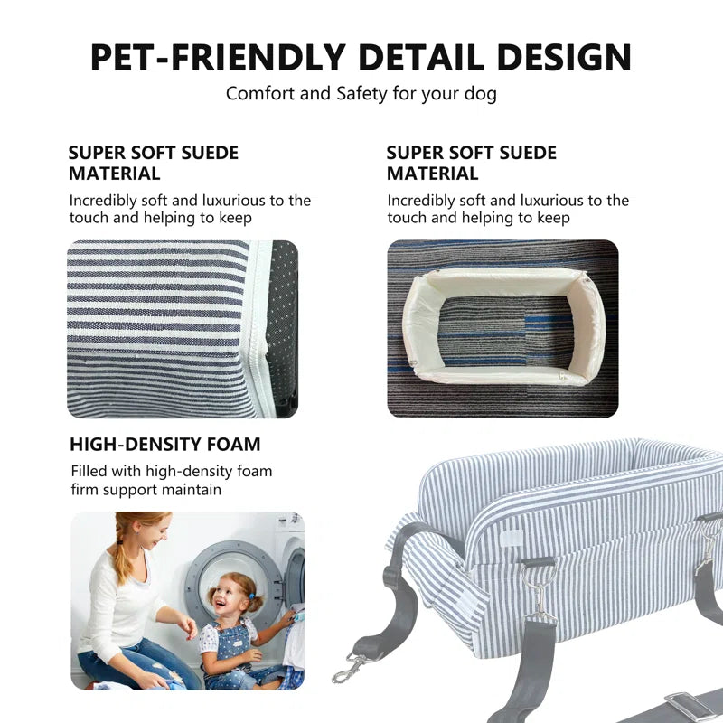 Center Console Dog Car Seat for Small Dogs – Comfort Travel Carrier Bed