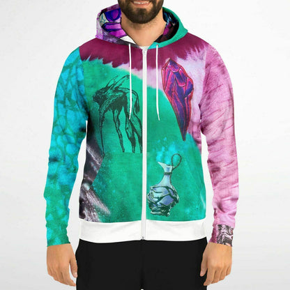 Dark Crystal Contrast Hem Zip Hoodie