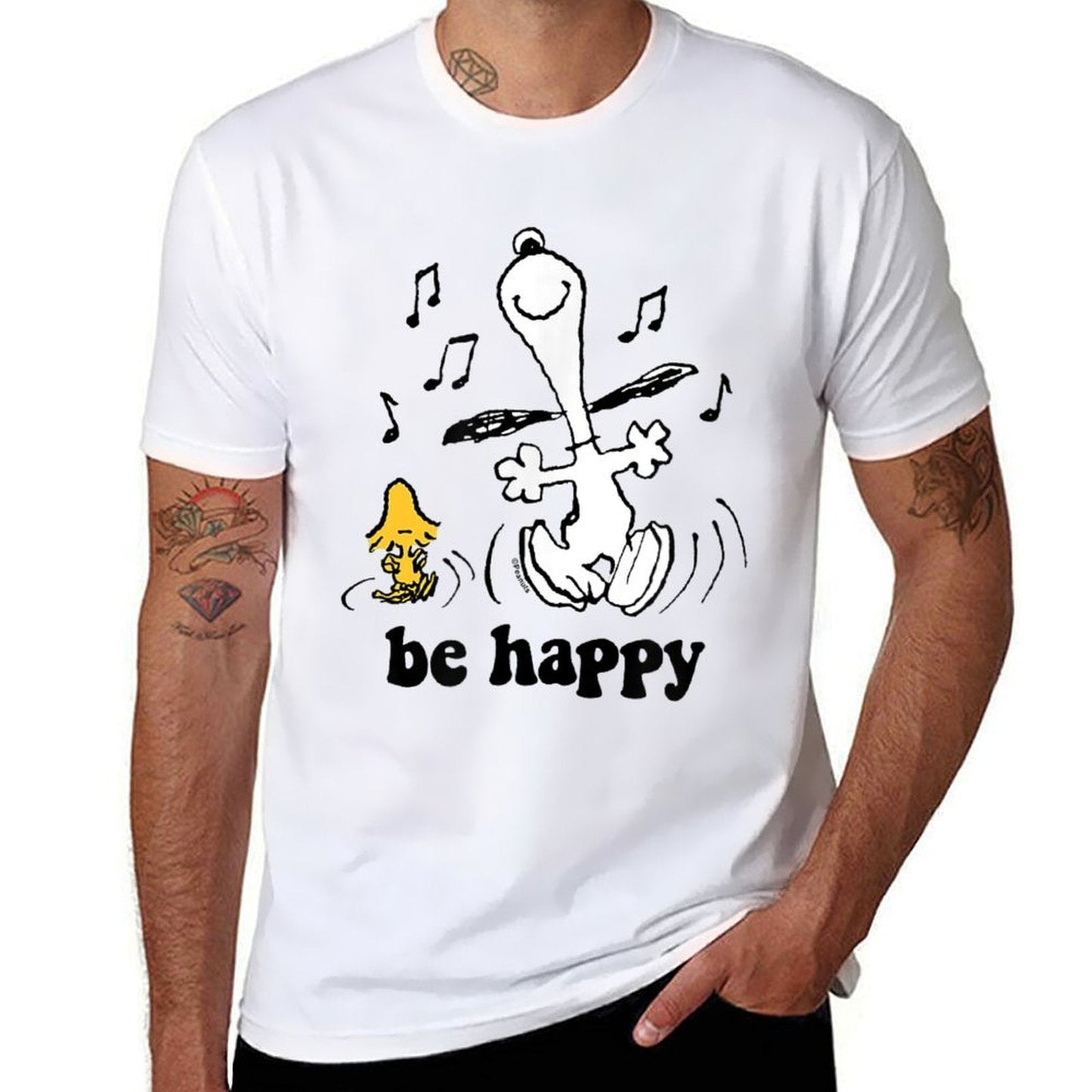 Peanuts - Snoopy And Woodstocks Be Happy Dance  Easy-care T-Shirt