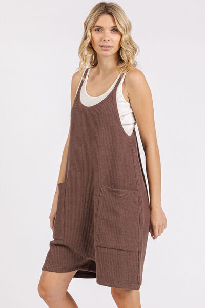 Mittoshop Scoop Neck Spaghetti Strap Overalls with Pockets #2