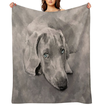 Weimaraner Dog Mixed Media Throw Blanket
