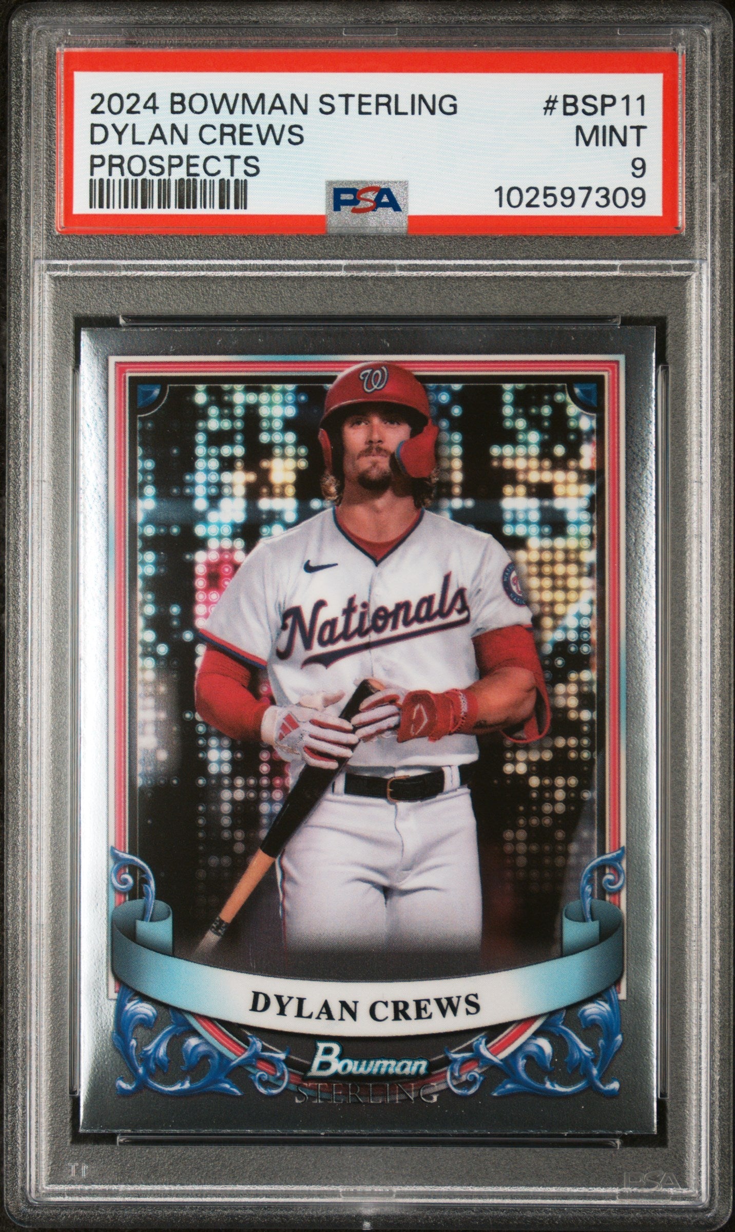 Graded 2024 Topps Bowman Sterling Dylan Crews #BSP11 Prospects Rookie RC Baseball Card PSA 9 Mint