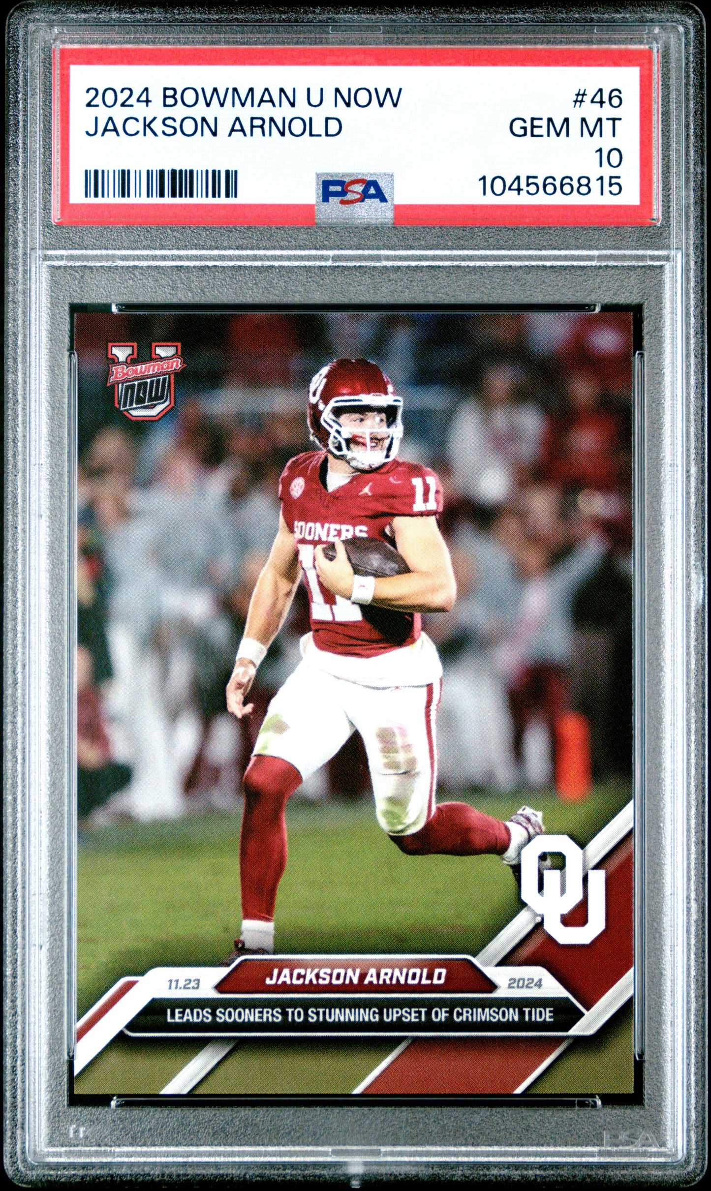 Graded 2024 Topps Bowman U Now Jackson Arnold #46 Rookie RC Football Card PSA 10 Gem Mint