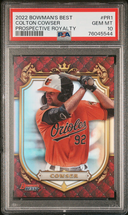 Graded 2022 Topps Bowmans Best Colton Cowser #PR1 Prospective Royalty Rookie RC Baseball Card PSA 10 Gem Mint