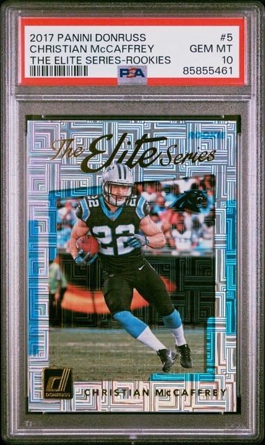 Graded 2017 Panini Donruss Christian McCaffrey #5 The Elite Series Rookies RC Football Card PSA 10 Gem Mint