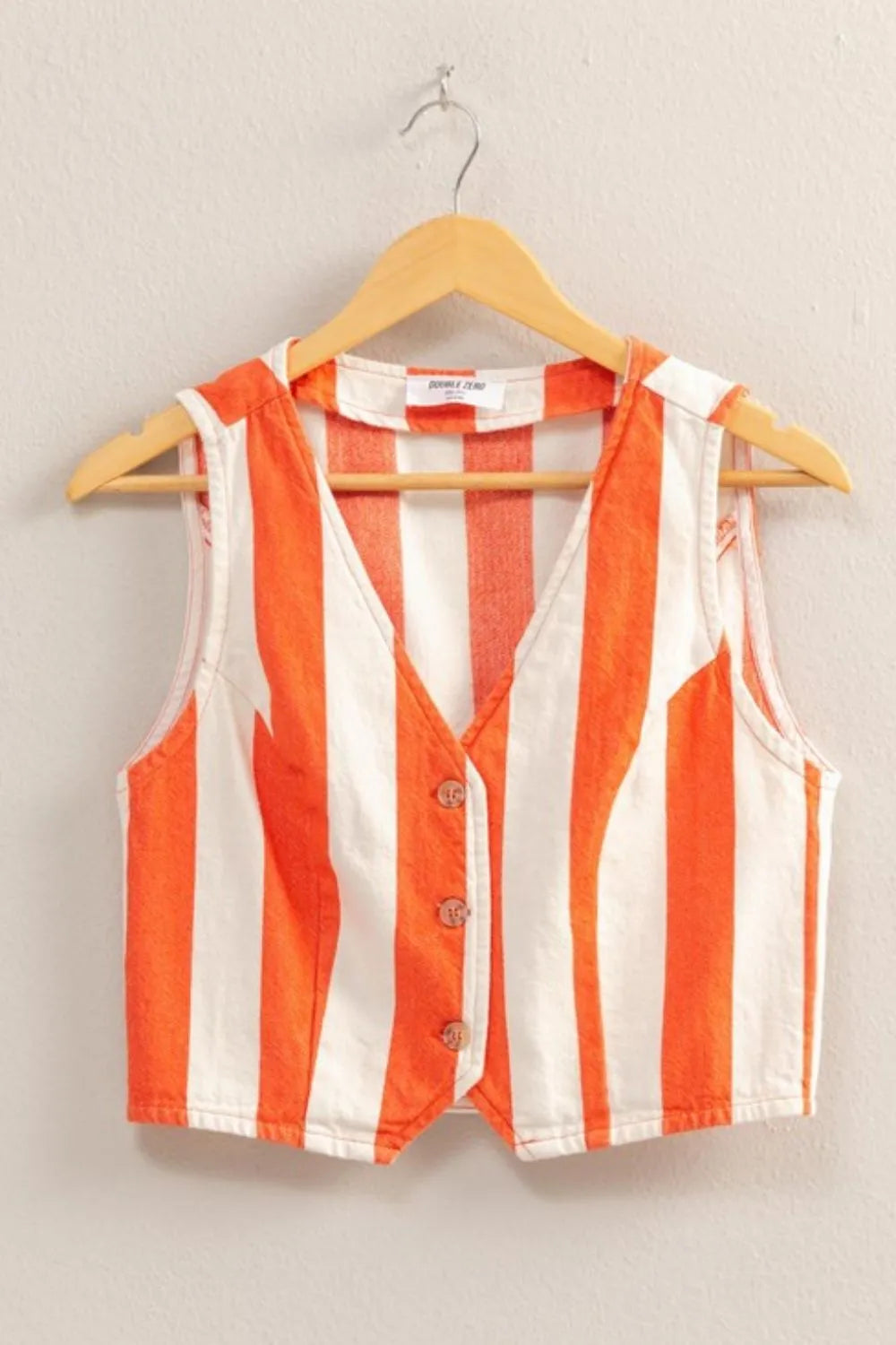 HYFVE Woven Striped V-Neck Button Down Vest