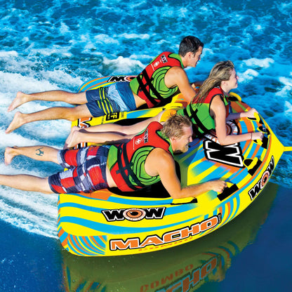 WOW Sports Macho 1-3 Person Towable Water Tube For Pool and Lake (16-1030)