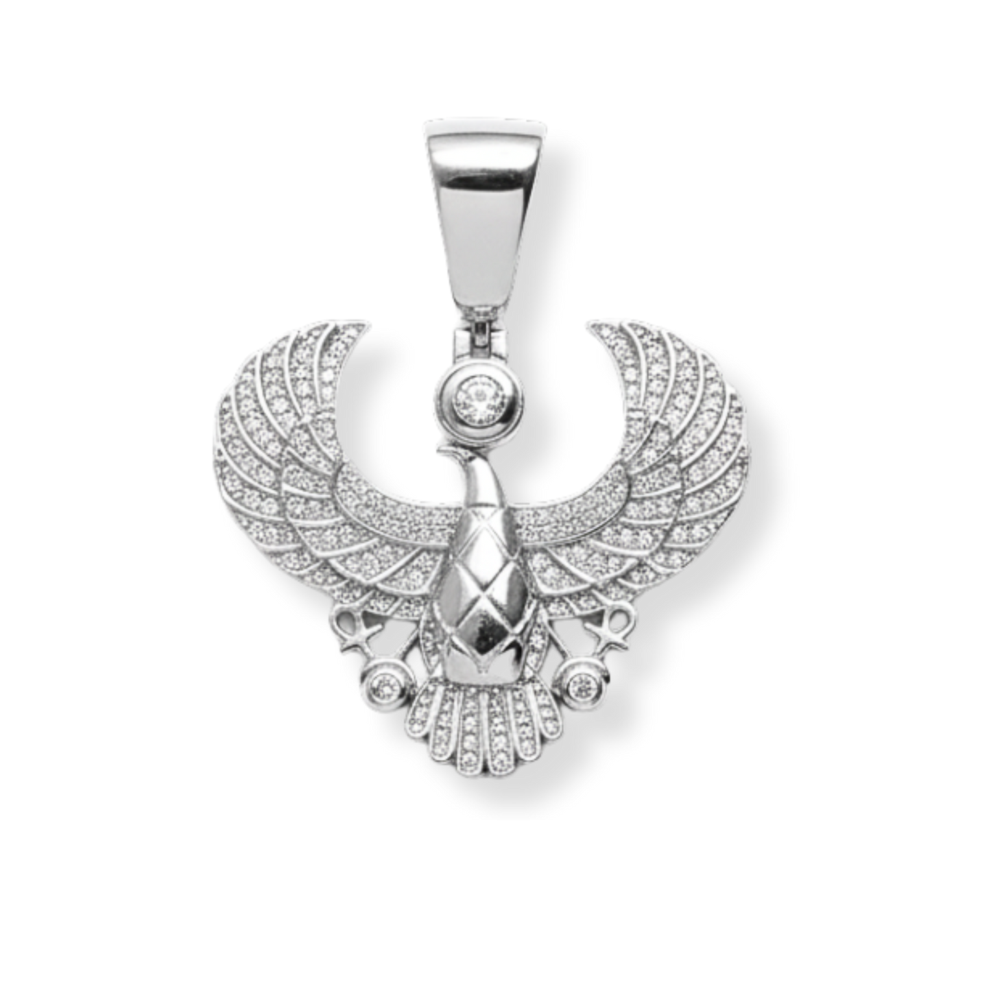 Horus God of Egypt Falcon Bird Moissanite 925 Sterling Silver Pendant