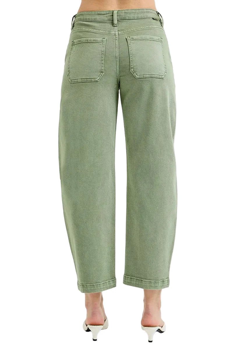 Tummy Control High Rise Crop Barrel Jeans