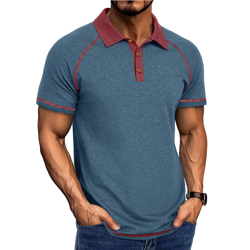 Men's Cotton Blend Contrast Stitch Polo Shirt - Athletic Fit