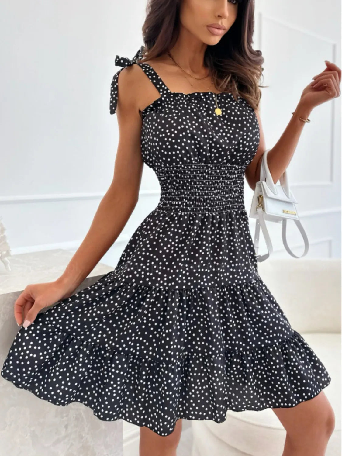 Polka Dot Square Neck Mini Cami Dress