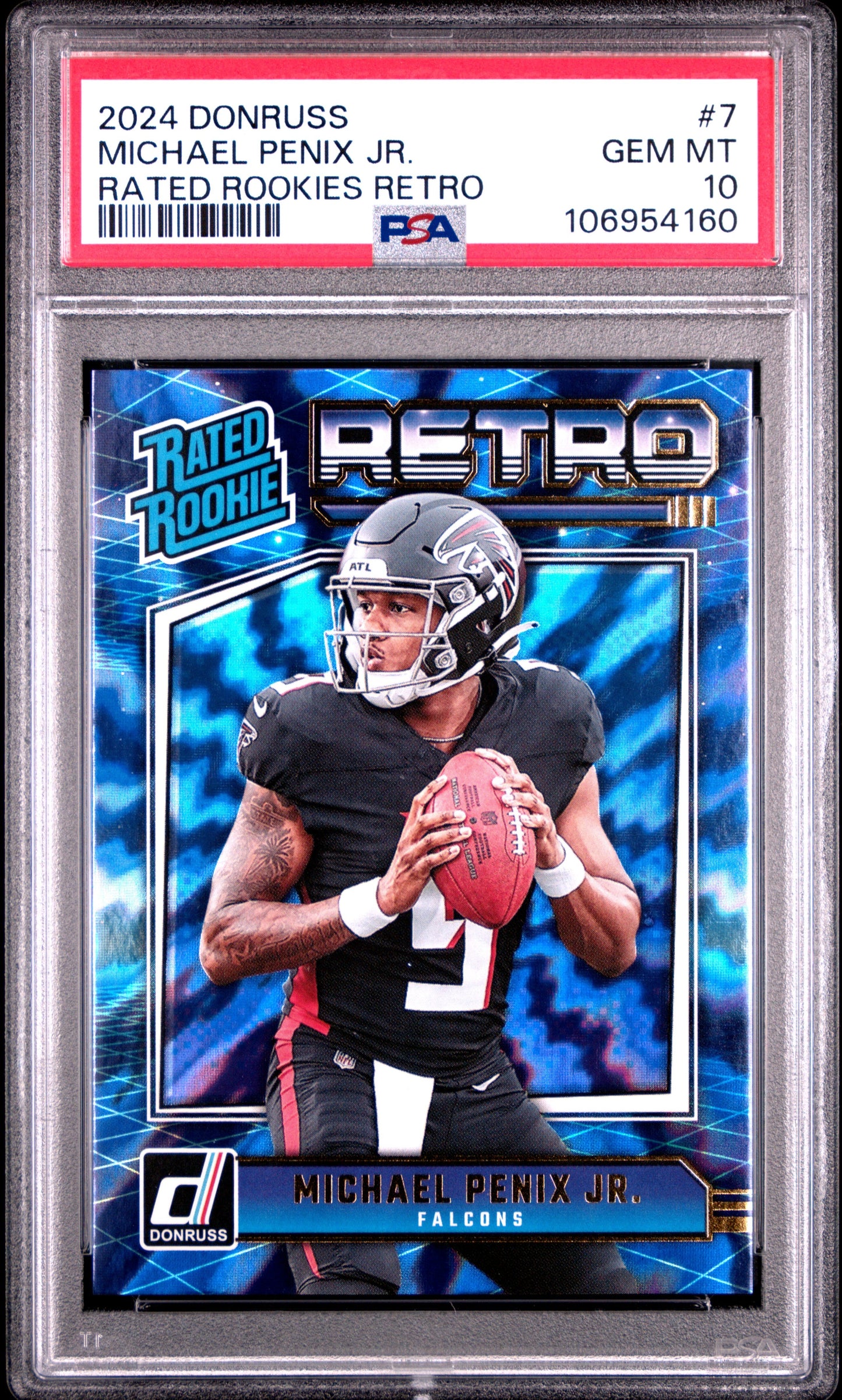Graded 2024 Panini Donruss Michael Penix Jr #7 Rated Rookies Retro Rookie RC Football Card PSA 10 Gem Mint