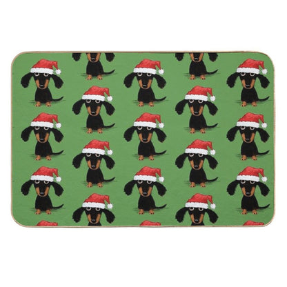 Santa Dachshund  Funny Wiener Dog Christmas Durable Bath Mat