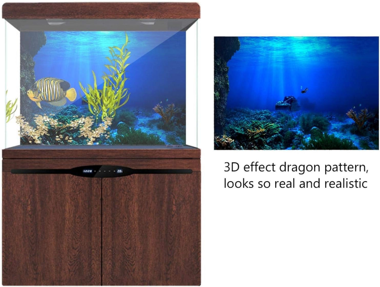 Aquarium Poster, Effect Underwater Background Sticker Thicken PVC Adhesive Static Cling Backdrop Fish Decorative Paper(61×30Cm)