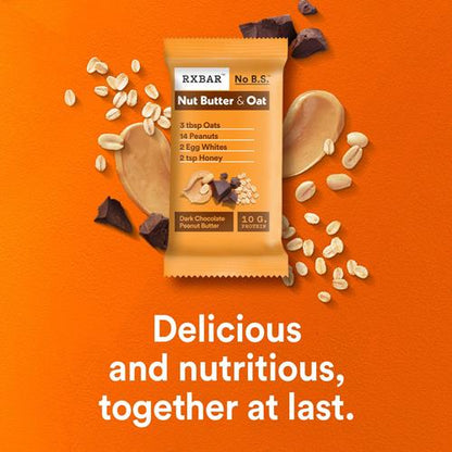 Rxbar Nut Butter And Oat Protein Bars, Protein Snacks, Snack Bars, Dark Chocolate Peanut Butter, 9.7Oz Box (5 Bars)