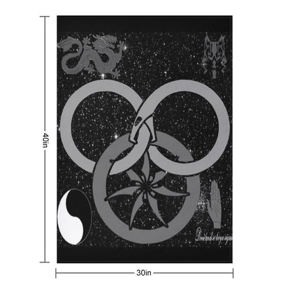Wheel of Time - Tel'aran'rhiod And Symbols - Black And White Throw Blanket