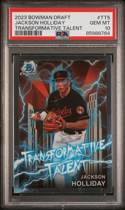 Graded 2023 Topps Bowman Draft Jackson Holliday #TT5 Transformative Talent Rookie RC Baseball Card PSA 10 Gem Mint