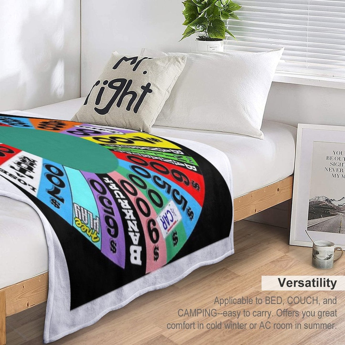 Wheel with Prizes, $ Amounts Throw Blanket