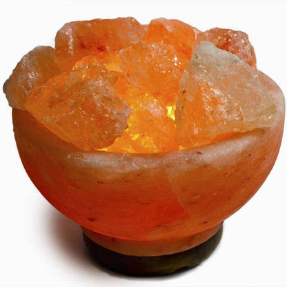 Fire Bowl w/ Chunks Salt Lamp - 7" avg. - Cord, Bulb, Dimmer