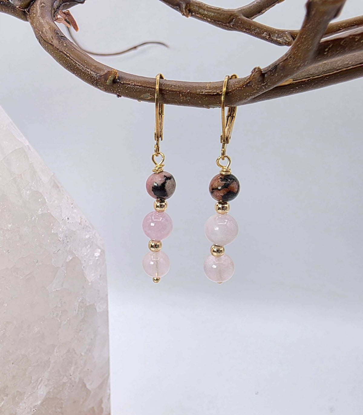 I AM ENOUGH - Kunzite, Rose Quartz, Rhodonite Gem Jewelry Set