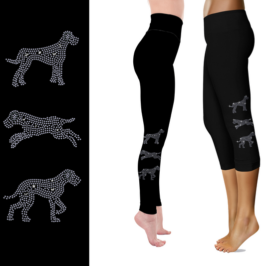 Rhinestone Great Dane Leggings - Full and Capri  Natural Ears