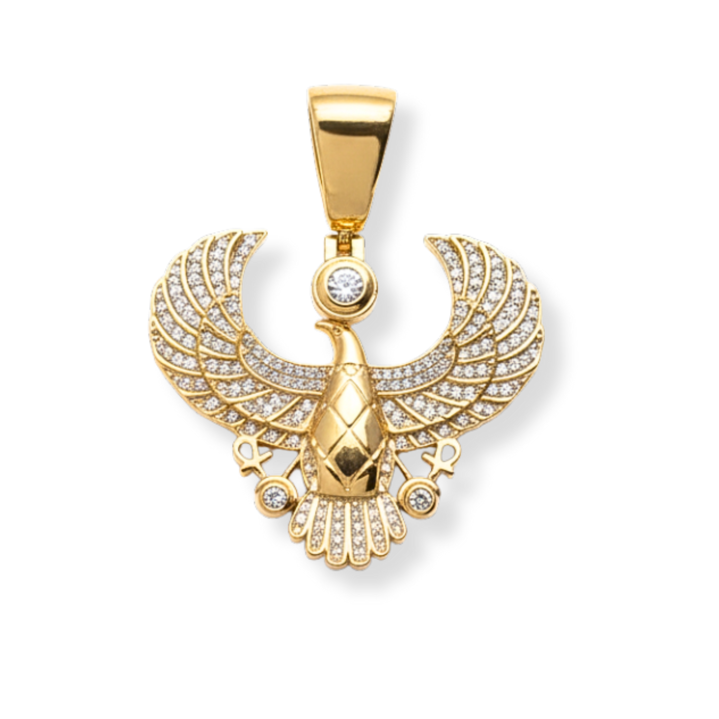 Horus God of Egypt Falcon Bird Moissanite 925 Sterling Silver Pendant