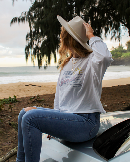 Koloa Vintage Sunset Long Sleeve Crop Tee