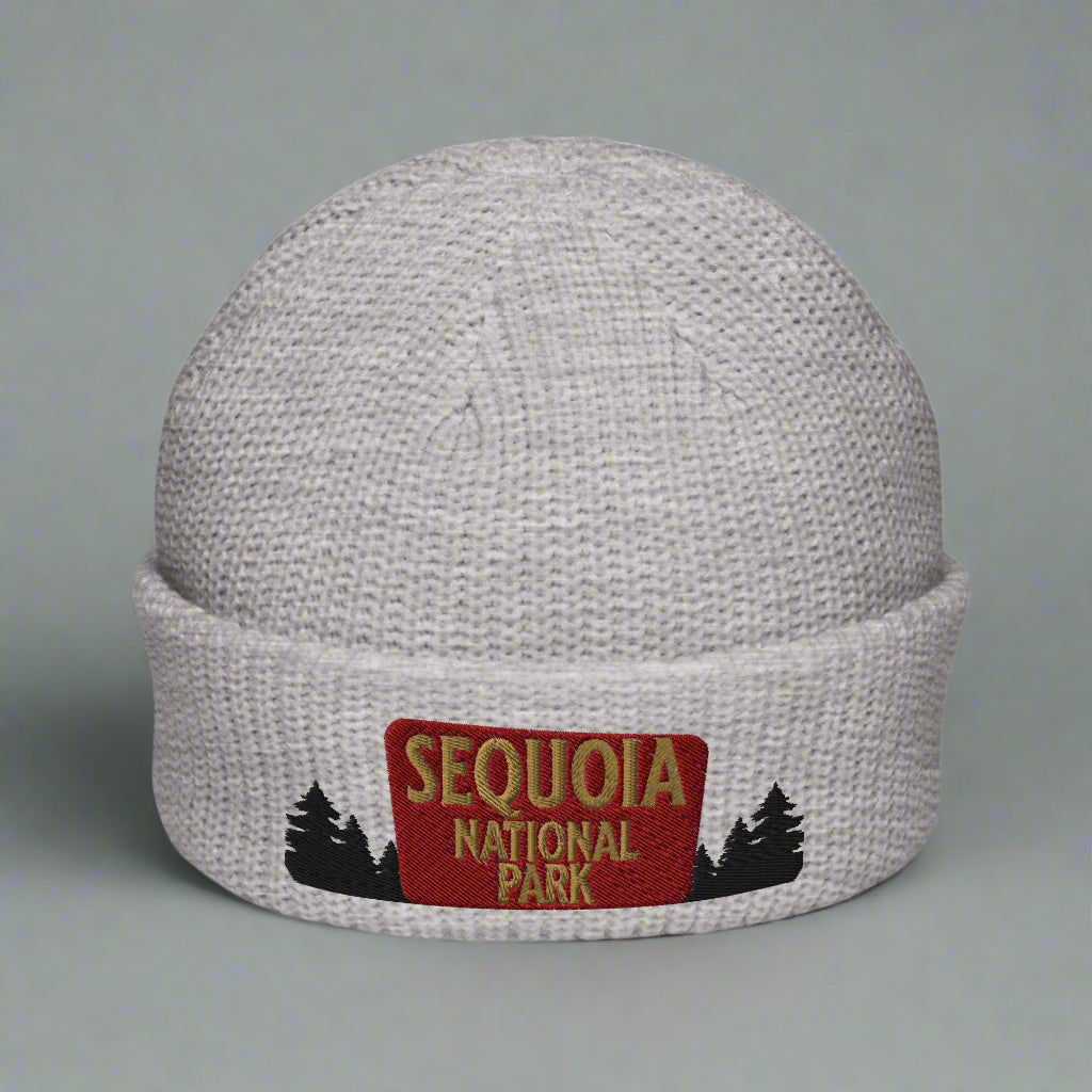 Sequoia National Park Sign Embroidered Beanie