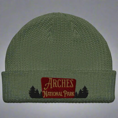 Arches National Park Sign Embroidered Beanie