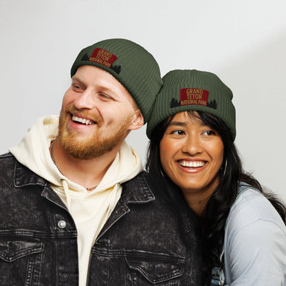 Grand Tetons National Park Sign Embroidered Beanie