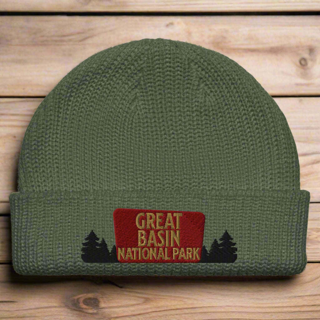 Great Basin National Park Sign Embroidered Wharf Style Beanie Winter Hat
