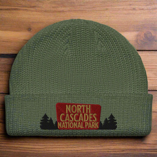 North Cascades National Park Sign Embroidered Beanie