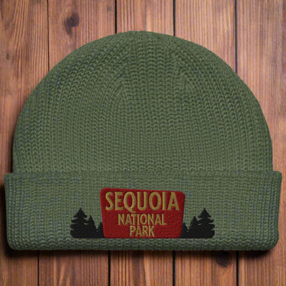 Sequoia National Park Sign Embroidered Beanie