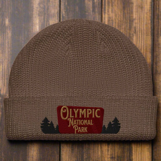 Olympic National Park Sign Embroidered Beanie Winter Hat