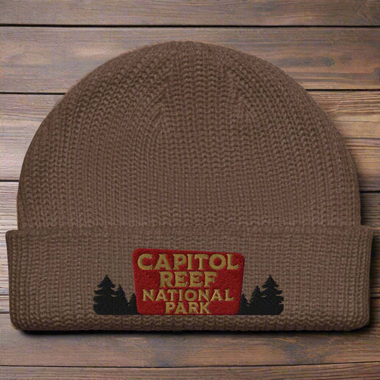 Capitol Reef National Park Sign Wharf Style Beanie