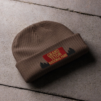 Grand Tetons National Park Sign Embroidered Beanie