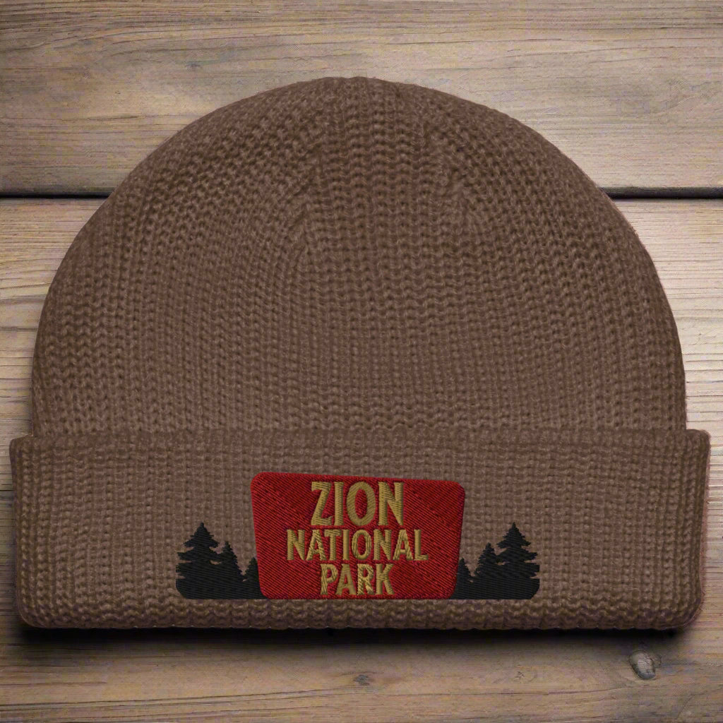 Zion National Park Sign Embroidered Beanie