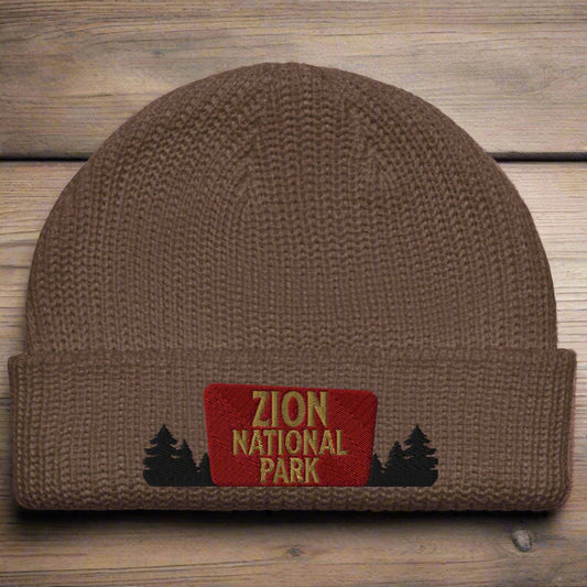 Zion National Park Sign Embroidered Beanie