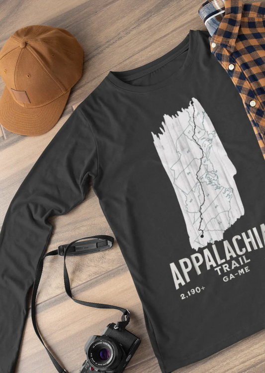 Appalachian National Scenic Trail Unisex Fit Long Sleeve T-shirt AT White Blaze Map