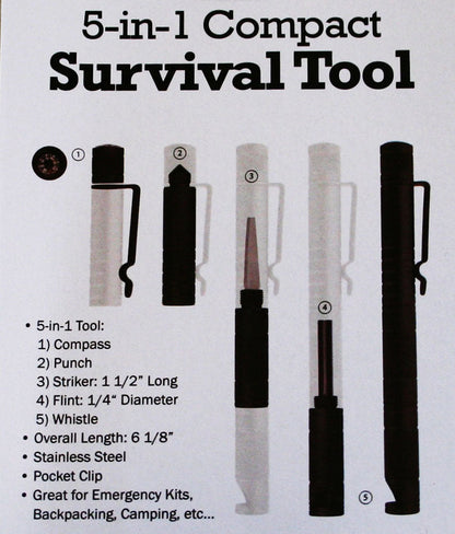 5 in 1 Survival Tool - Compact Tactical Pen