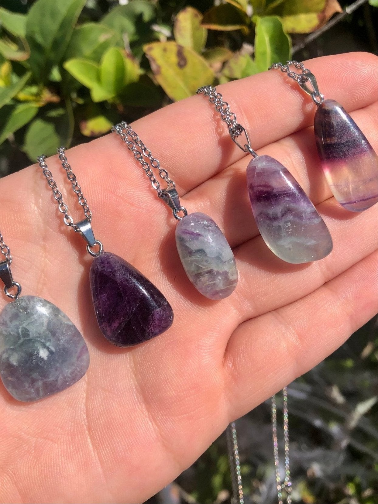 Fluorite Crystal Pendant Necklace – Handmade, 1” on 18” Chain