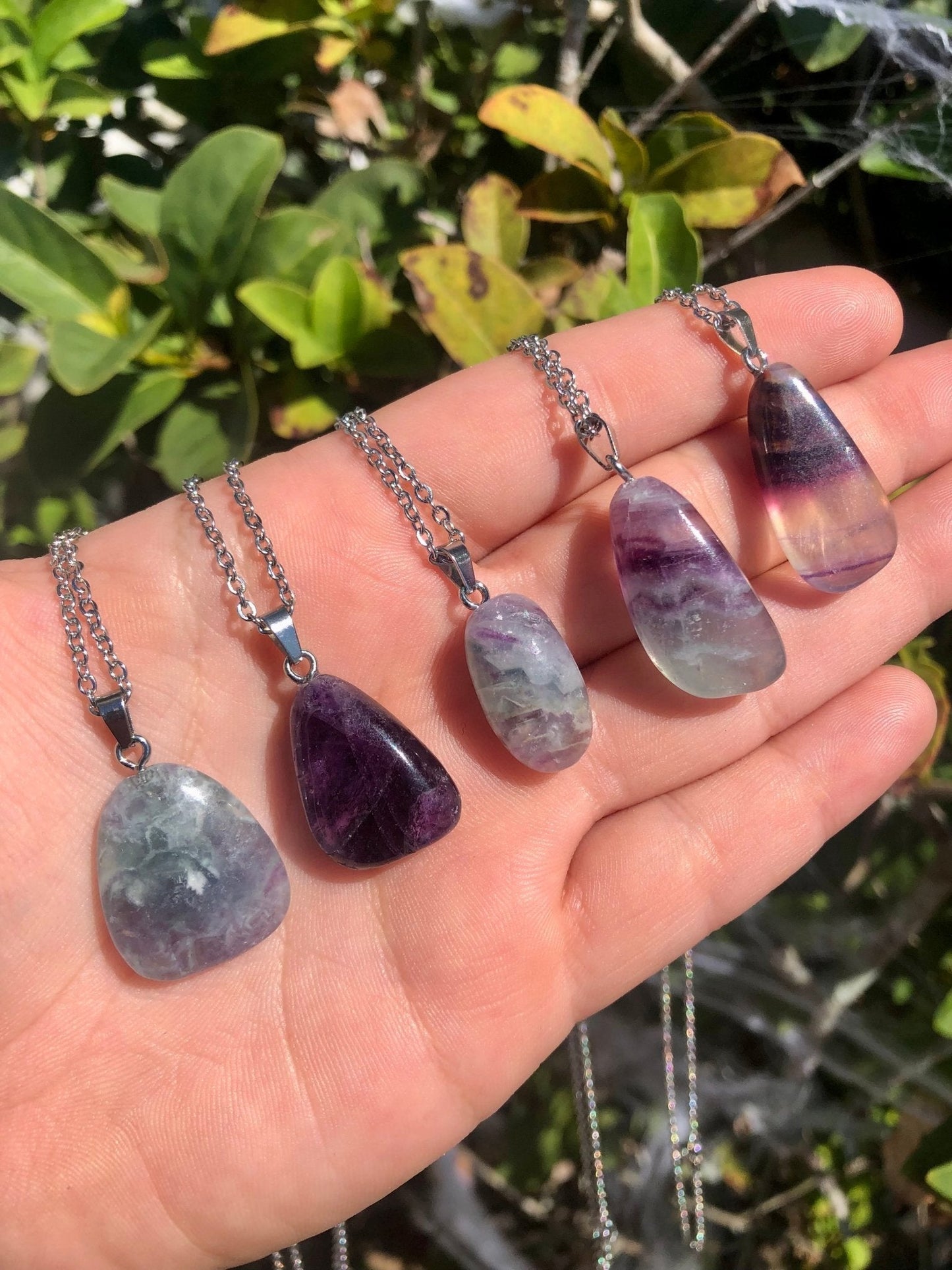 Fluorite Crystal Pendant Necklace – Handmade, 1” on 18” Chain