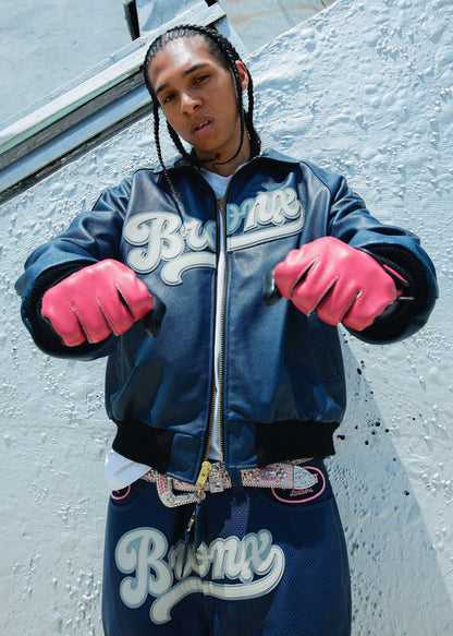 FLY GEENIUS X VANSON | LEATHER SHORTS | BRONX - NAVY BLUE