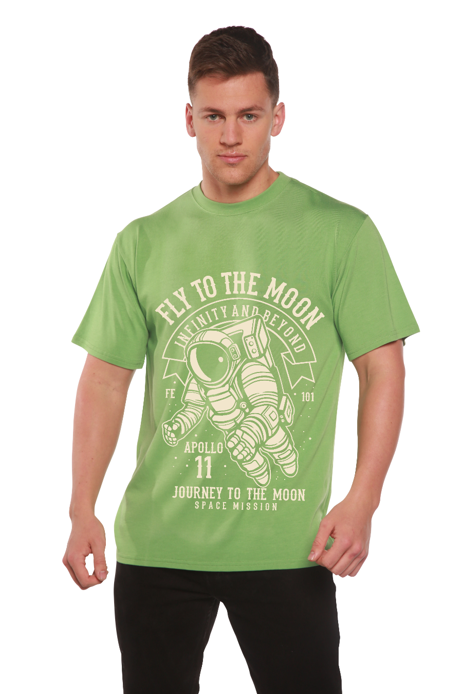 Fly To The Moon Men's Bamboo Viscose/Organic Cotton Short Sleeve Graphic T-Shirt
