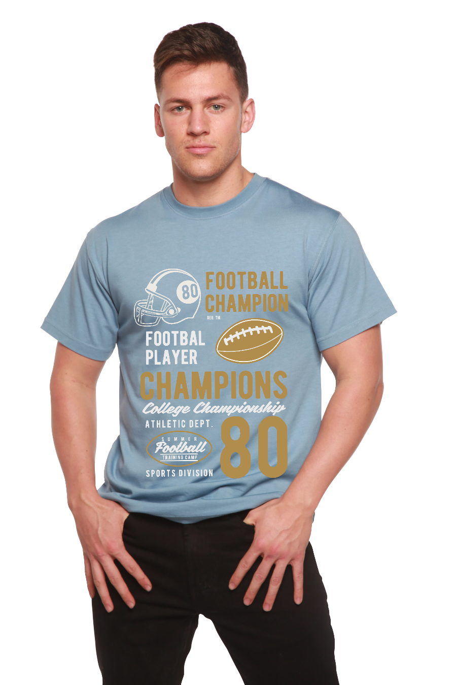 Football Champions Men's Bamboo Viscose/Organic Cotton Short Sleeve Graphic T-Shirt