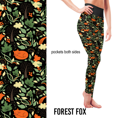 Forest Fox – Woodland Leggings with Pockets -  Pre-Order