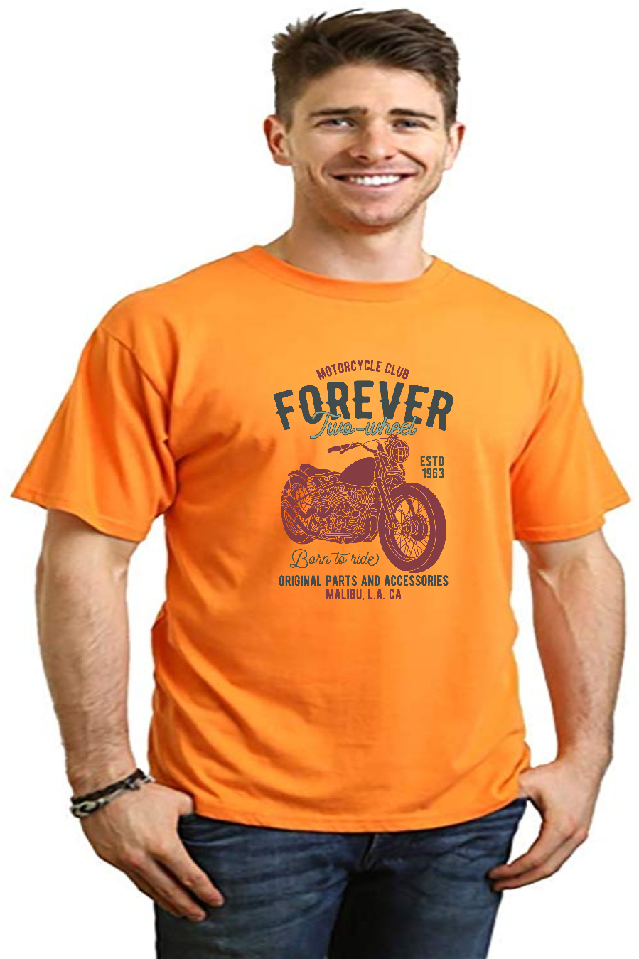 FOREVER TWO WHEEL Men's Bamboo Viscose/Organic Cotton Short Sleeve Graphic T-Shirt