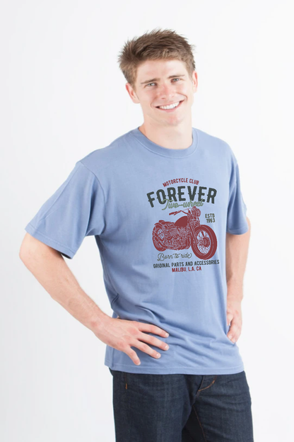 FOREVER TWO WHEEL Men's Bamboo Viscose/Organic Cotton Short Sleeve Graphic T-Shirt