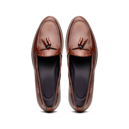 15-586-CGN FRANCO Italian Calfskin Tassel Loafer Cognac